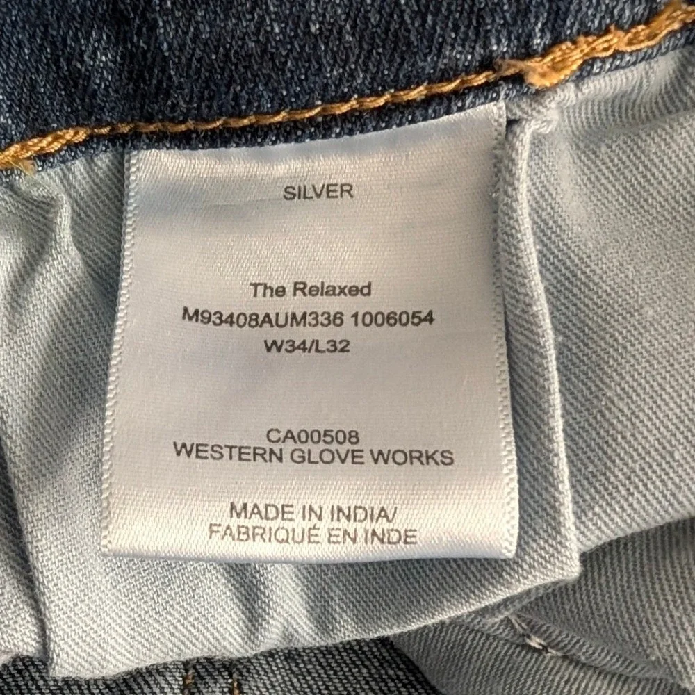 Silver Jeans Co Authentic The Relaxed Straight Leg Blue Denim 34x32